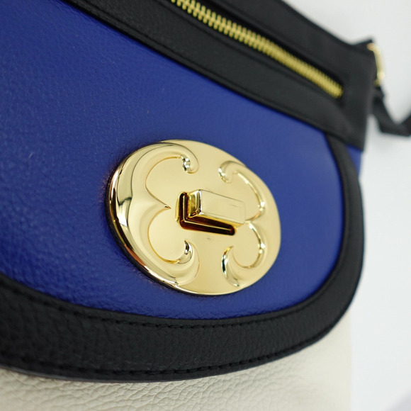 Emma Fox Leather Handbag Blue Color-Block Crossbody - Picture 7 of 16